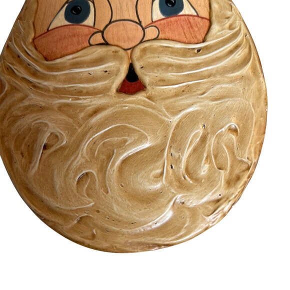 Vintage Hand-Painted Santa Claus Wooden Paddle Art Wall Decor - Picture 4 of 7